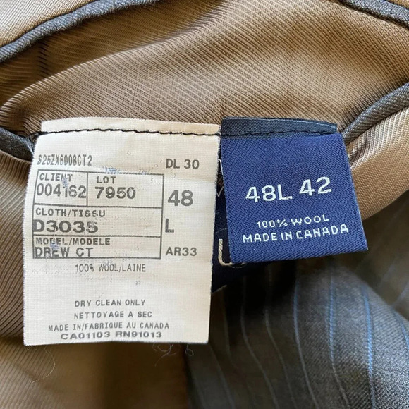 Cremieux Collection Wool Sport Coat Men's 48L Ing Loro Piana Pinstripe Gray Blue - Picture 16 of 16